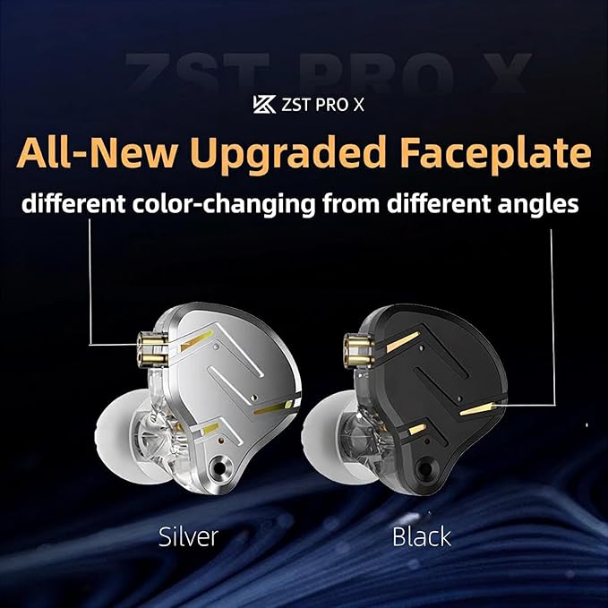 2026 Latest KZ ZST PRO X USB C Wired Headphones Type-C in Ear Monitors, 1BA 1DD Hybrid Driver Gaming Earbuds USB C Wired Earphones, Deep Bass Sound IEM for Gaming Music Video (USBC with mic, Silver)