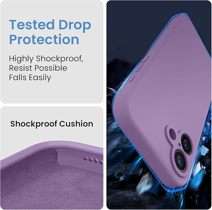 FireNova Designed for iPhone 16 Case, Silicone Upgraded [Camera Protection] Phone Case, Soft Anti-Scratch Microfiber Lining Inside, 6.1 inch, Light Purple
