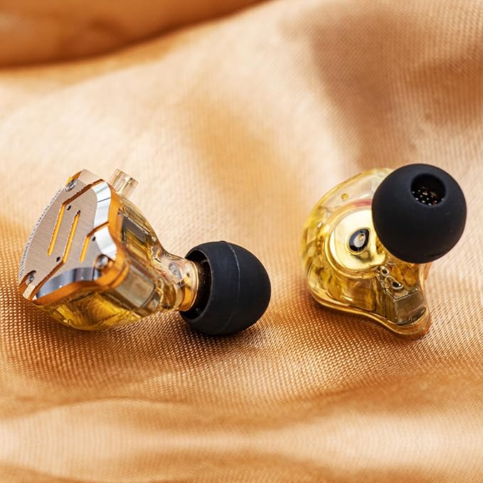 Linsoul KZ ZS10 Pro, 4BA+1DD 5 Driver in Ear Monitor, HiFi Wired Earbuds, Gaming Earbuds, Hybrid IEM Earphones with Stainless Steel Faceplate, Detachable Cable for Musician(Without Mic, Glare Yellow)