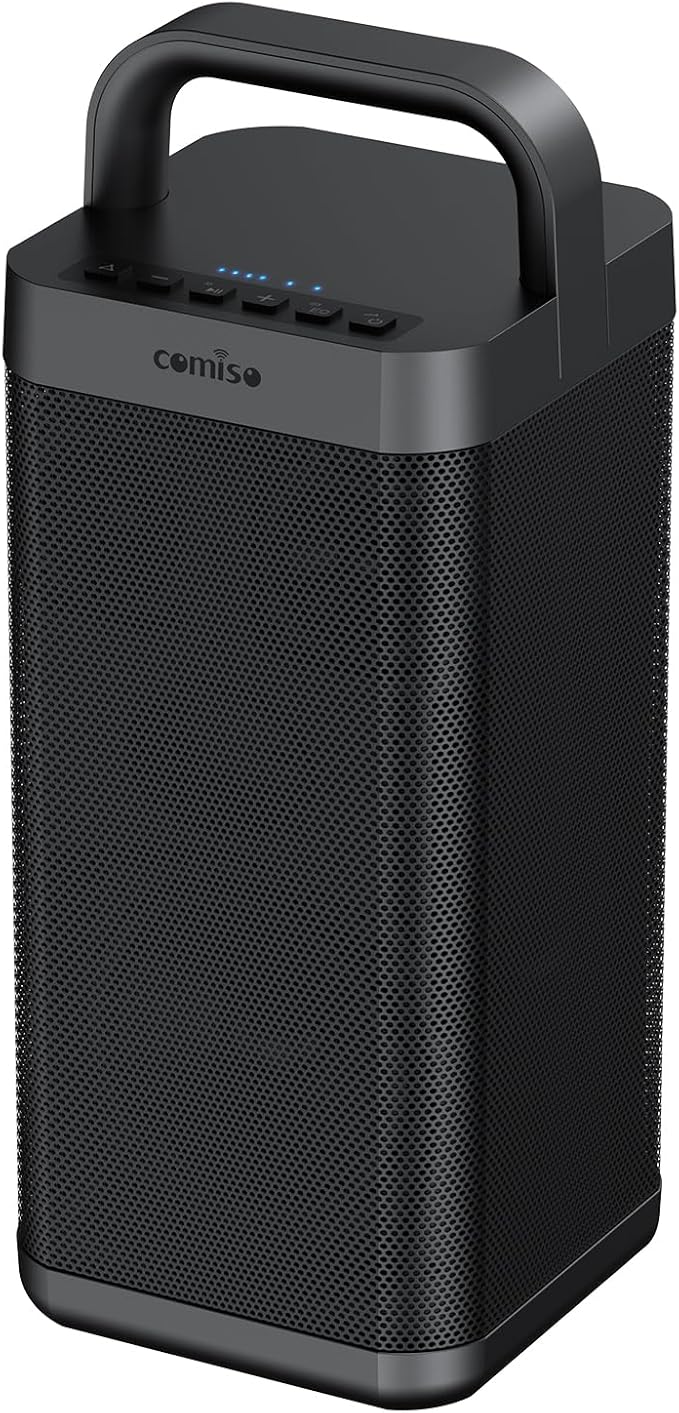 COMISO Portable Bluetooth Speaker with Deep Bass,150W Peak, IPX6 Waterproof Outdoor Speaker with 12H Playtime,Power Bank Function, Party Speaker with USB/AUX/Mic Inputs, Speakers for Home,Beach&Travel