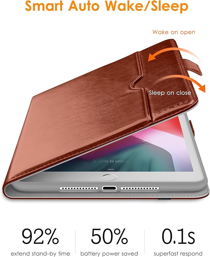 DTTO for iPad 9.7 Inch 5th/6th Generation 2018/2017 Case with Apple Pencil Holder, Premium Leather Folio Stand Cover Case for Apple iPad 9.7 inch, Also Fit iPad Pro 9.7/Air 2/Air - Dark Brown