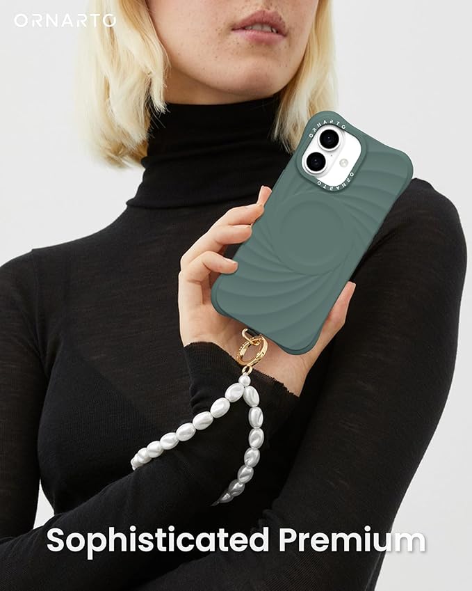 ORNARTO Vortuxe for iPhone 17 Case 6.3" | 2X MIL-STD Protection | Camera Control Button | Compatible with MagSafe | Sleek Aesthetic Liquid Silicone Phone Cover | Pine Green