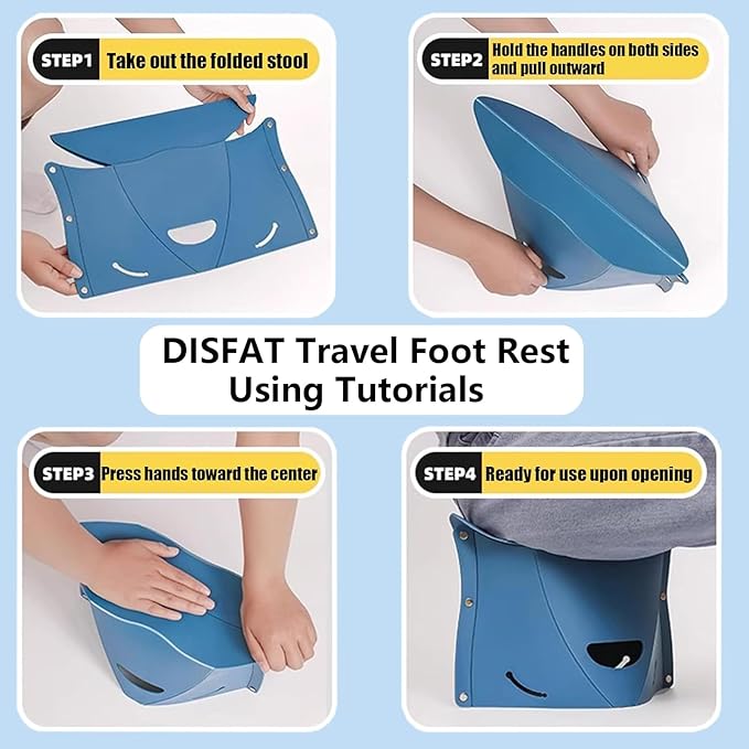Travel Foot Rest for Airplane,Airplane Foot Rest,Portable Folding Under Desk Foot Stool,Relieves Back & Knee Pain,Comfortable for Long Flights,Cars,Trains,Ultralight Mini (Dark Black)