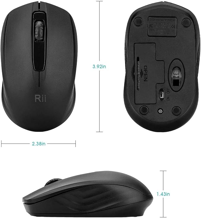 Rii 10-Pack Wireless Mouse,2.4G Portable Computer Mice for PC, Laptop, Windows,Office Included Wireless USB dongle (Black)
