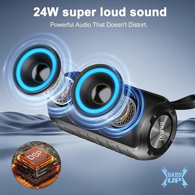 Bluetooth Speaker with 360°HD Stereo Sound, 2026 NEW Portable Wireless Speaker IPX7 Waterproof, HD Call, TWS Pairing, Built-in Mic, RGB Lights, 12H Playtime for Outdoors, Home/Travel/Praty Beach Gift