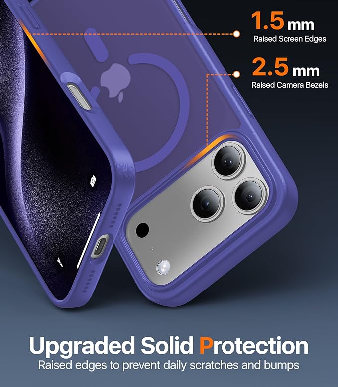 Magnetic for iPhone 17 Pro Max Case,[Anti-Slip][Compatible with MagSafe][Military Grade Drop Protection] Shockproof Protective Translucent Phone Case for iPhone 17 Pro Max Case,Cobalt Blue