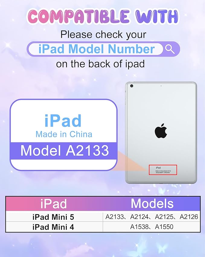 Kidcube for iPad Mini 4 Case, for iPad Mini 5 Case 2015/2019 - Girls Cute Girly Kawaii 3D Butterfly Design Cover with Rotating Stand & Strap Silicone Teens Women for iPad Mini 4th/5th Generation Cases