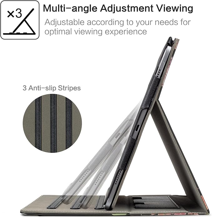 for iPad Air 13 inch Case (M4/M3/M2), iPad Pro 12.9 Case, for iPad Pro 13-Inch Case (M5/M4) Shockproof Padding with Pencil Holder Adjustable Stand/Pocket/Magnetic Closure/Auto Wake Sleep Hummingbird