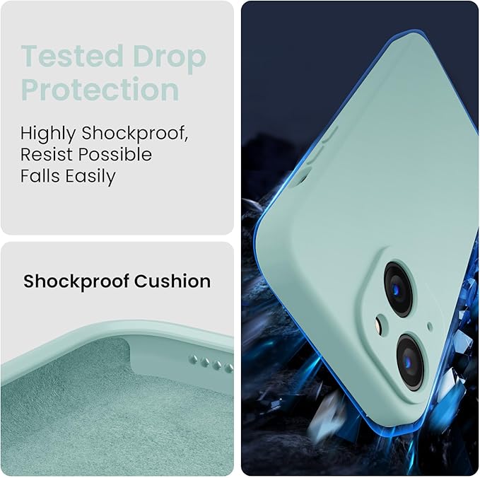 FireNova Designed for iPhone 14 Case, Silicone Upgraded [Camera Protection] Phone Case, Soft Anti-Scratch Microfiber Lining Inside, 6.1 inch, Mint Green