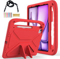 for iPad Air 11" M4 M3 M2 2026 2025 2024 Case for Kids, iPad Pro 11 Inch M5 M4 Case 2025 2024, Soft EVA Handle with Shoulder Strap Stand Cute Kids Friendly Bumper Cover, Red