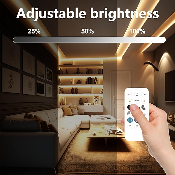COB LED Strip Lights, Dotless LED Lights with Remote& App, 49.2ft Warm White 3000K Super Bright Dimmable 24V Flexible LED Tape Light,Kitchen Cabinet,Office,Stairs,Shelf Indoor Lighting.