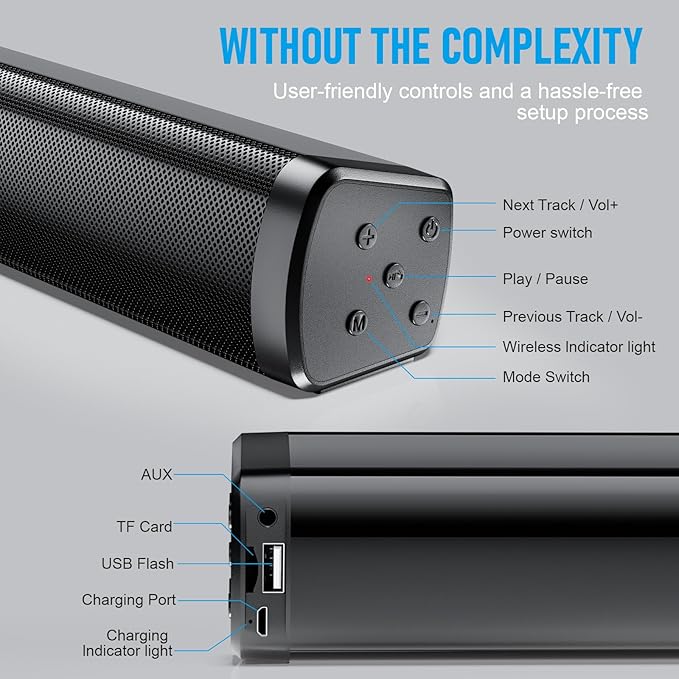 Dnil Portable Long bar Speaker, Bluetooth Wireless Speaker, a Wireless Bluetooth Speaker Suitable for Indoor and Outdoor use, Ideal for TV, Parties, The Beach, and Vacations.