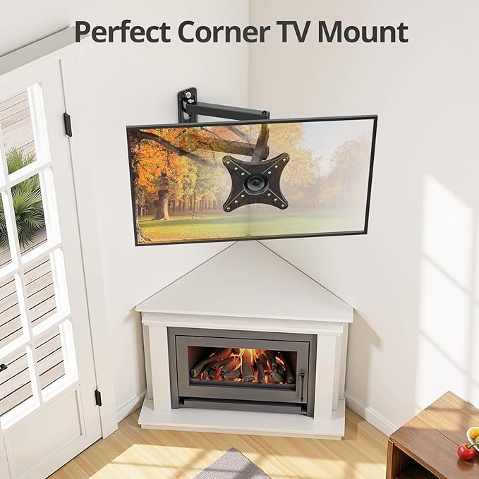 IWORKBOARD Full Motion TV Monitor Wall Mount Bracket for Most 13-32 Inch LED LCD Flat Curved Screen, Max VESA 100x100mm up to 33lbs, 360° Rotation Swivel Tilt Extension，Adjustable Articulating Arms