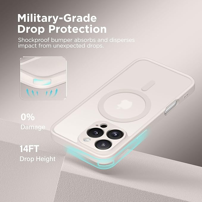 CAPRARO Magnetic Compatible with iPhone 16 Pro Max Case, Upgraded [Full Camera Protection] [Compatible with MagSafe] Protective Translucent Matte Women Phone Case Cover, Stone