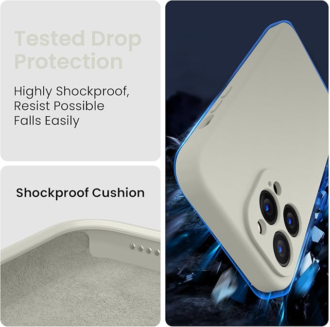 FireNova Designed for iPhone 14 Pro Max Case, Silicone Upgraded [Camera Protection] Case, Soft Anti-Scratch Microfiber Lining Inside, 6.7 inch, Stone