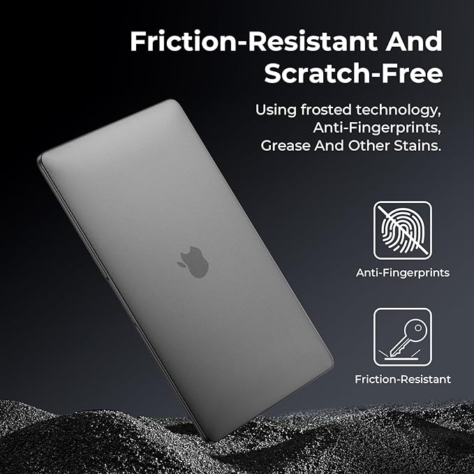BlueSwan for MacBook Air 13.3 inch Case, 2020-2018 M1 A2337 A2179 A1932, Anti-Scratch Flexible Protective Laptop Cover with Grippy Matte Texture, Slim and Easy Installation, Frosted Black