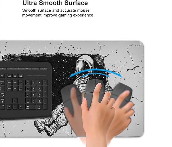 Space Astronaut Desk Mat Black and White Stars Mousepad XL Large Gaming Mouse Pad Laptop Keyboard Mat Desk Pad 31.5"x11.8" Office Computer Keyboard Laptop Home