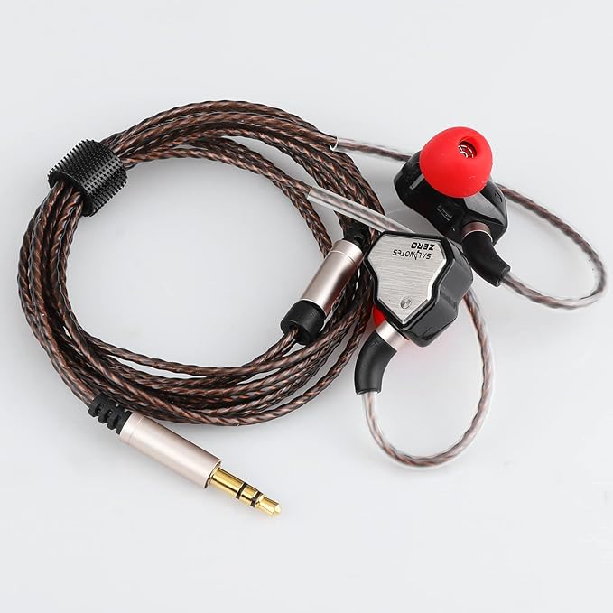 Linsoul 7Hz Salnotes Zero HiFi 10mm Dynamic Driver in-Ear Earphone IEM with Metal Composite Diaphragm Stainless Steel Faceplate Detachable 2Pin OFC Cable (Black, Without Mic)
