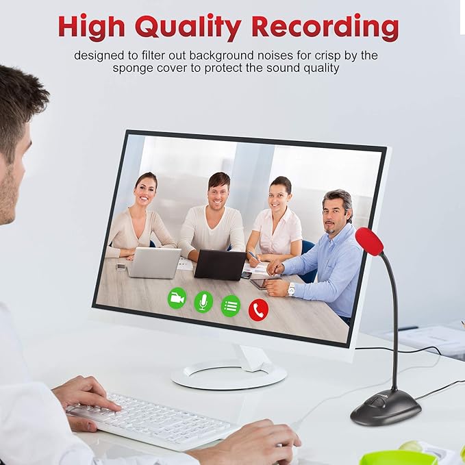 Perrycom USB Computer Microphone, Plug&Play Cardioid Condenser PC Laptop Mic, On/Off and Mute Buttons with LED Indicator, Compatible with Windows/Mac, Ideal for YouTube,Zoom,Recording,Games (6ft)