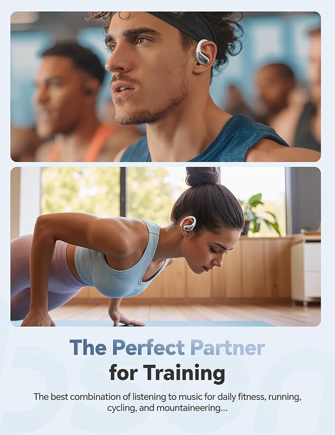 Wireless Earbuds Sports Bluetooth Headphones: Sweatproof & Waterproof, 40H Playtime Stereo Deep Bass Over Ear Buds with Earhooks, Easy Button Controls, Secure Fit Earphones for Gym Running Workout