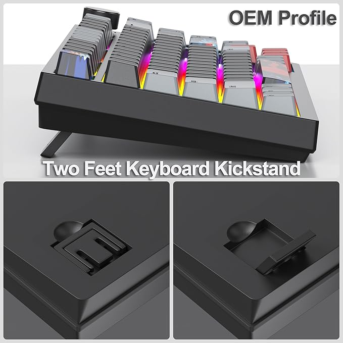 Fogruaden 75% Wired Mechanical Gaming Keyboard - 75 Percent TKL Hot Swappable Gasket Mount, Red Switch, RGB Backlit 82 Keys, NKRO Compact with Knob (Dark)