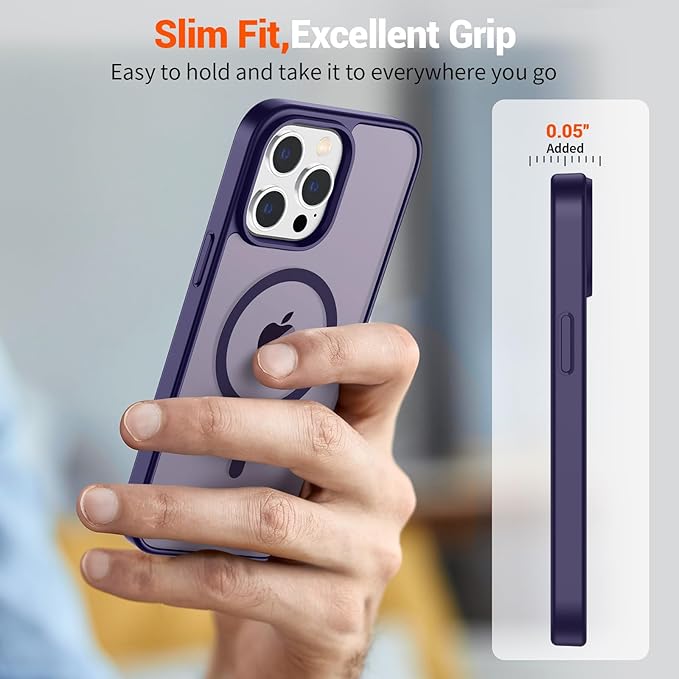SUPFINE Magnetic for iPhone 12 Pro Max Case (Compatible with MagSafe) (Military Grade Drop Protection) Translucent Matte Shockproof with Anti-Fingerprint Phone Cover,Dark Purple