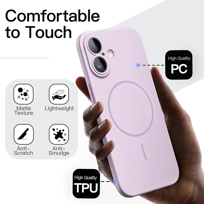 JETech Magnetic Slim Case for iPhone 17 6.3-Inch, Compatible with MagSafe, Ultra-Thin Lightweight Minimalist Phone Cover with Matte Finish and Full Camera Lens Protection (Lavender)
