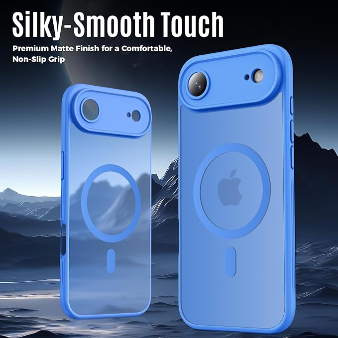 Symcele Designed for iPhone Air Case, Compatible with MagSafe, [Camera Protection] [15FT Military Drop Protection] Shockproof Translucent Matte Anti-Slip Thin Slim Phone Case, 6.5", Blue