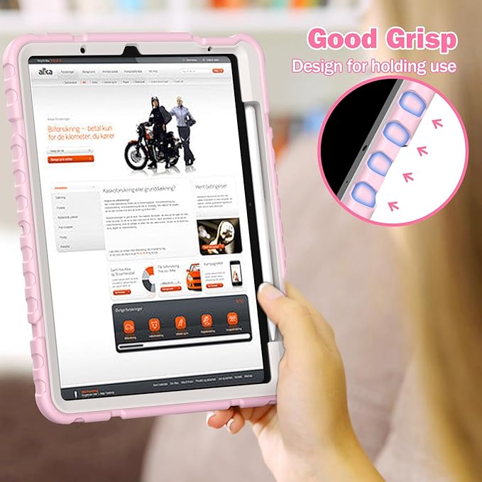 Grifobes Case for iPad Air 13-inch (M4/M3/M2) 2026/2025/2024, Heavy Duty Shockproof Rugged Protective Cover with Pencil Holder/Built-in Stand for i Pad Air 13" (Pink)