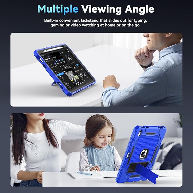 Grifobes for iPad A16 Case 11th Generation 11 inch 2025 / iPad 10th Generation Case 10.9 inch 2022, Heavy Duty Military Grade Shockproof Cover with Pencil Holder for i Pad 11/10 Gen (Deep Blue)