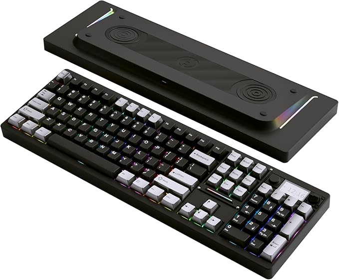 OOCTPK Wireless Mechanical Keyboard, Chilkey ND104 Gaming Keyboard with LCD Screen, 104% Hot Swappable Custom Keyboard with Knob, RGB Backlit, Bluetooth 5.4/2.4GHz/USB-C, Full-Aluminum, PC/Mac Support