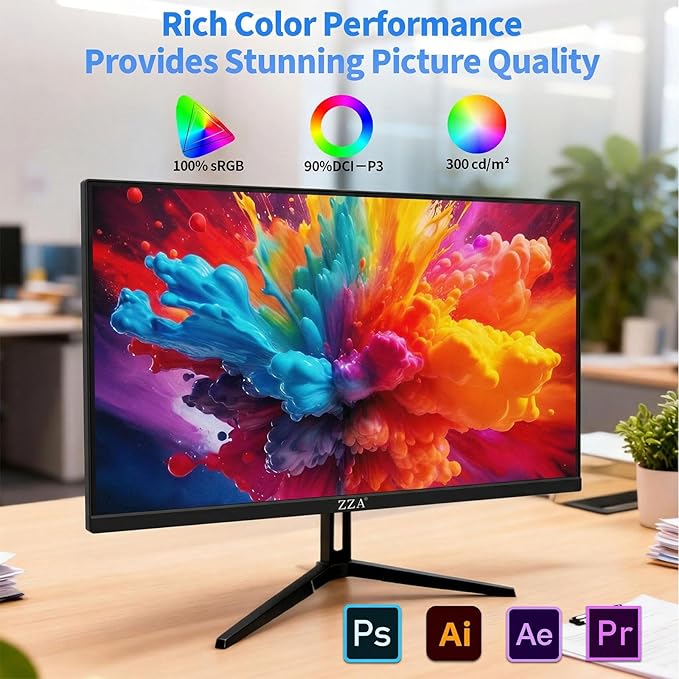 ZZA 27 Inch 4K Gaming Monitor,UHD(3840x2160) 4K 144Hz Flat Monitor, Adaptive Sync,HDMI 2.1 & DP 1.4,Tilt Adjustment PC Monitor, Wall Mountable, for Work, Streaming, and Home Office, Black