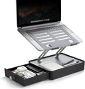 Laptop Stand with Storage Drawer, Heavy-Duty Metal Laptop Riser for Desk, Ergonomic Height & Angle Adjustment for 10–16.2″ Laptops, Gray