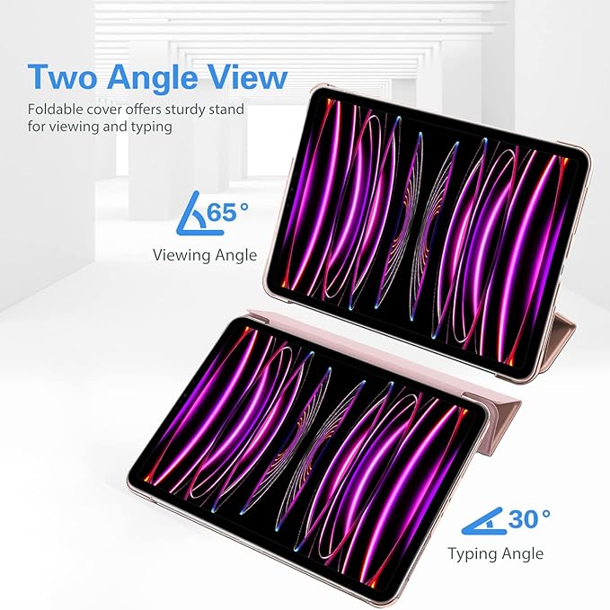 ProCase Smart Case for iPad Pro 12.9 2022/2021/2020/2018, Slim Stand Hard Back Shell Smart Cover for iPad Pro 12.9" 6th Gen/5th Gen/4th Gen/3rd Gen -Rosegold