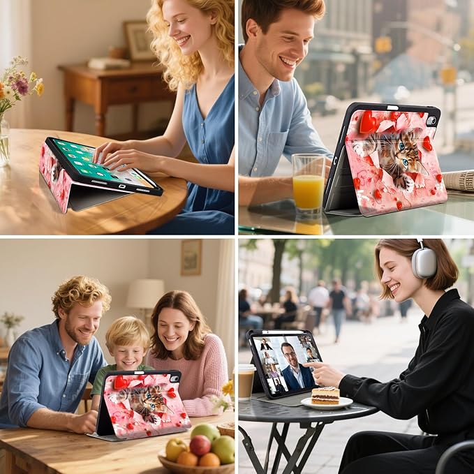 Lokigo for iPad 10th Generation Case 10.9 inch 2022, Cute Pink iPad (A16) 11th Generation Case 11 inch 2025, Multi-Angle Viewing Protective Stand 10th Gen iPadCase, Cat