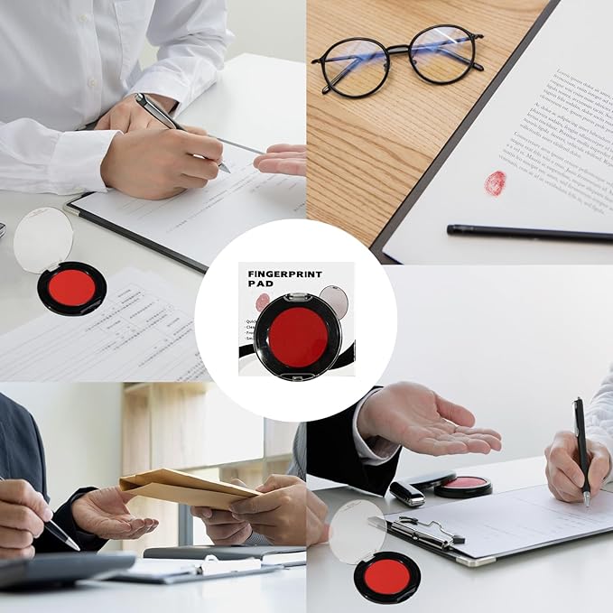 Fingerprint Ink Pad 3 Pcs, Quick-Drying & Portable, for Office Notary Supplies, Identification Security ID & Law Enforcement Fingerprint Cards Stamp Pad (Red