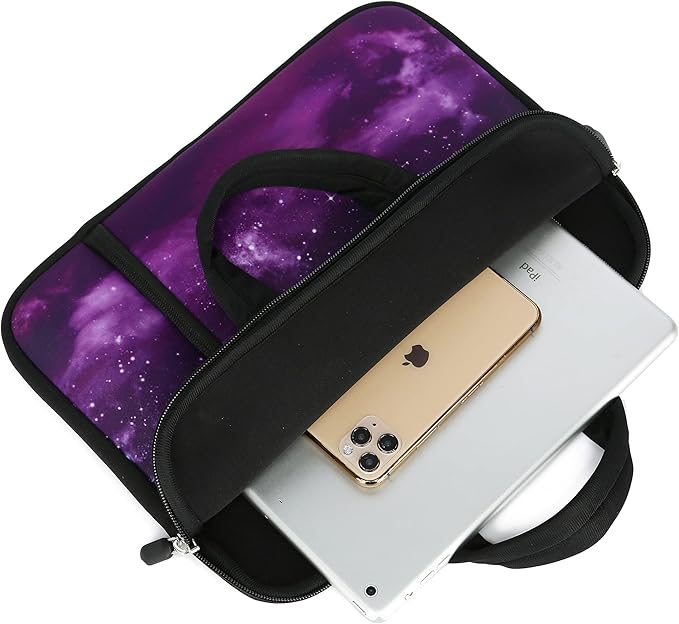 14 15 15.4 15.6 inch Laptop Handle Bag Computer Protect Case Holder Notebook Sleeve Neoprene Cover Soft Carrying Case with Extra Pockets for Dell Lenovo Toshiba HP Chromebook ASUS Acer(Purple Galaxy)