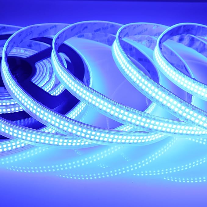 LEDENET Outdoor 12V LED Strip Lights 16.4ft, Double Row 2400 LEDs Waterproof IP67, Super Bright Blue Dimmable Flexible Tape Lights for Outdoor, Truck, RV, and Boat Lighting