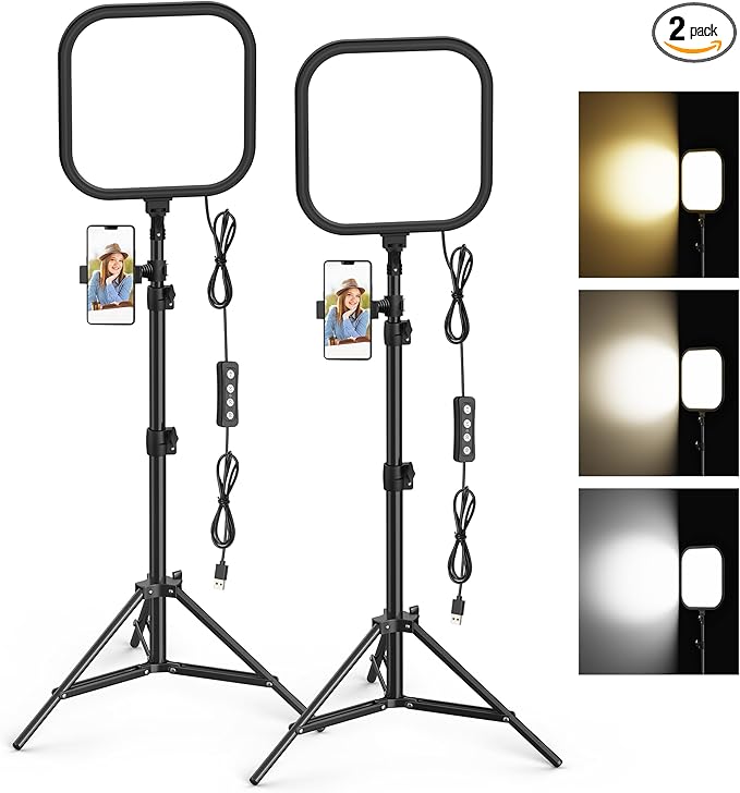 2Pack LED Video Light Kit, Hagibis 15W Photography Lighting Kit, 78" Dimmable Studio Lights with Tripod, 2500-8500K Stream Light for Video Recording, Game Streaming, Photography, Tiktok, YouTube