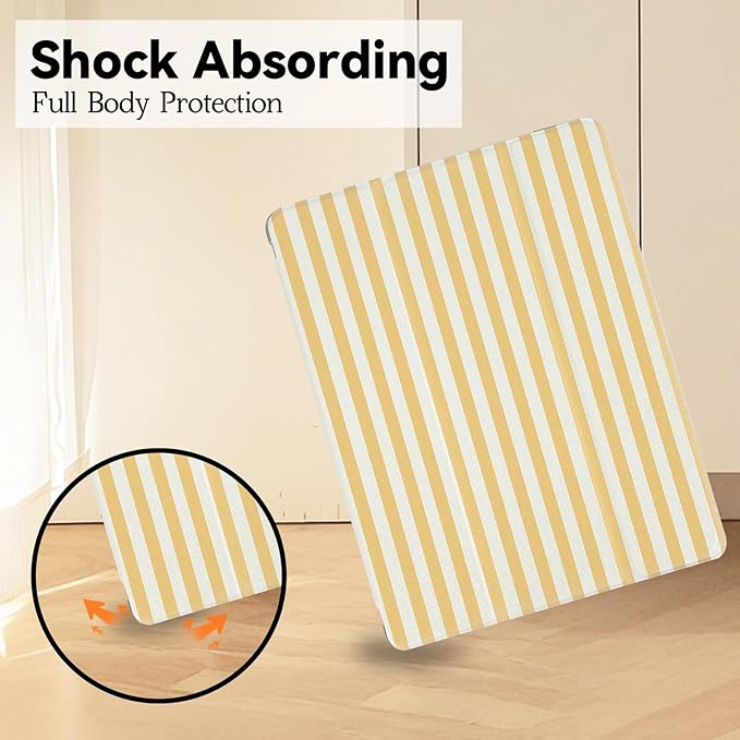 Lovmooful Compatible for iPad Air 3rd Generation 10.5" 2019/iPad Pro 10.5 Inch 2017 Case with Pencil Holder Cute Striped with Aesthetic Design Soft TPU Trifold Stand Protective-Yellow