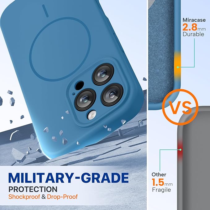 Miracase Magnetic for iPhone 16 Pro Max Case, [Soft Anti-Scratch Microfiber Lining], Compatible with MagSafe, Liquid Silicone Case Shockproof Drop Protection Phone Case for 16 ProMax,Capri Blue