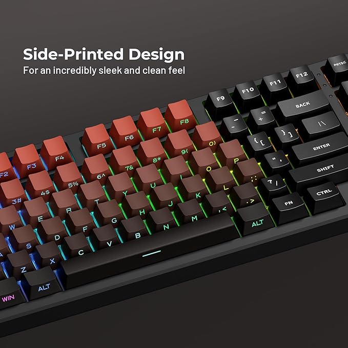 XVX Side Print Gradient Red Keycaps, Double Shot PBT Keycaps 60 65 75 100 Percent, Shine Through Custom Key caps Set 136 Keys, OEM Profile for Cherry Gateron MX Switches