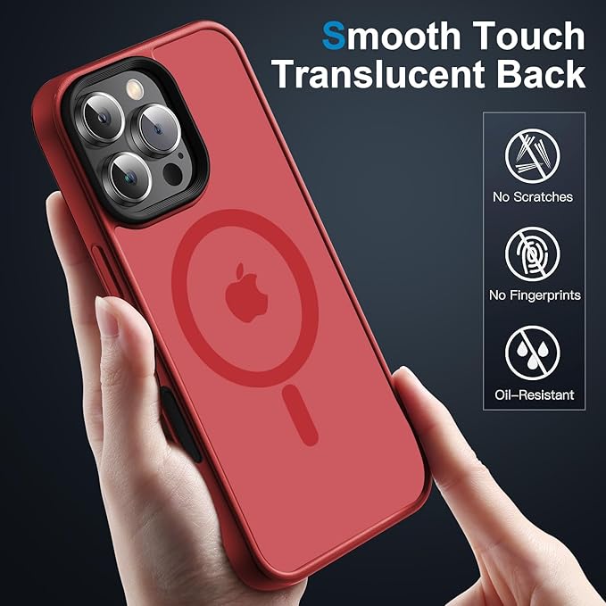 Strong Magnetic for iPhone 16 Pro Max case [10Ft Military-Grade Protection] Compatible with fit MagSafe Shockproof Slim Thin Cover case for iPhone 16 Pro Max 6.9 inch, Red
