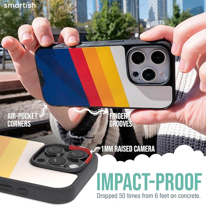Smartish® iPhone 16 Pro Magnetic Case - Gripmunk Compatible with MagSafe [Lightweight + Protective] Slim & Thin Grip Cover with Microfiber Lining for Apple iPhone 16 Pro - Striped Up