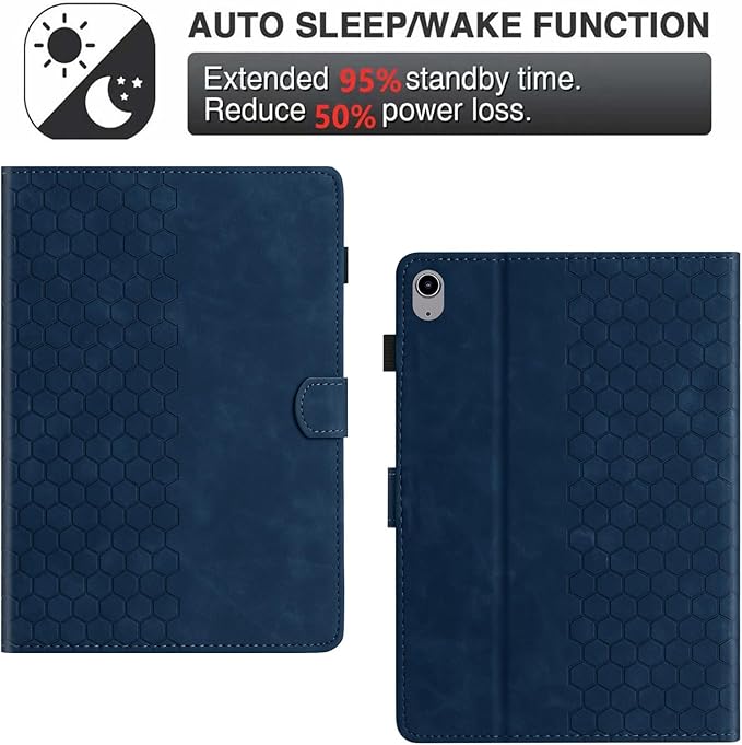 DTangLsm for iPad A16 Case iPad 11th Generation Case 11-inch 2025, iPad 10th Generation Case 10.9-inch 2022, Smart PU Leather Folio Stand Cover with Pencil Holder, Auto Wake/Sleep, Honeycomb Blue