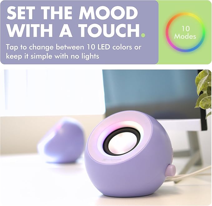 X9 Performance Purple Computer Speakers for Desktop PC with RGB Lighting, Bluetooth, USB, and AUX - Triple Mode Connection, Dual 2.25" Drivers for Work and Play - Bluetooth PC Speakers - Purple