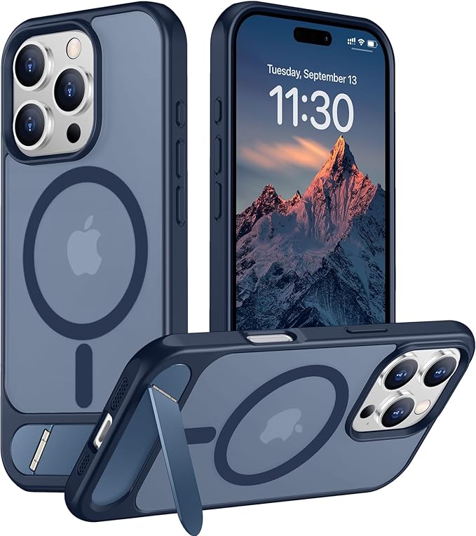 Magnetic Compatible with iPhone 16 Pro Case, [Built-in Invisible Kickstand][Compatible with MagSafe] [Military Grade Shockproof] Slim Translucent Matte Phone Case for iPhone 16 Pro 6.3"