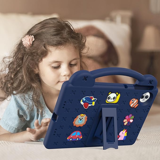 AKABEILA Compatible with Honor Pad 10 2025 12.1 inch Tablet Case, Kids Friendly Universal Lightweight Shockproof Protective Case with Shoulder Strap & Stand Handle Navy Blue