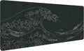 Japanese Gaming Mouse Pad Abstract Black Mouse Pad Clearance Overstock Limited Stock Discontinued Size 31.5x11.8 Inch Black Sea Wave Texture Non-Slip Keyboard Mouse Mat