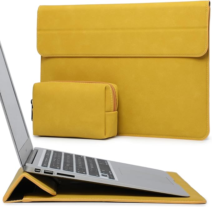 HYZUO 15-16 Inch Laptop Case Bag Sleeve with Stand Feature for MacBook Pro 16 M5/M4/M3/M2/M1 Pro/Max 2026-2019, XPS 15, MacBook Pro 15 2015-2012, Samsung Galaxy Book Flex 15, Olive Yellow